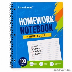 Spiral Homework Notebook - Wide Ruled