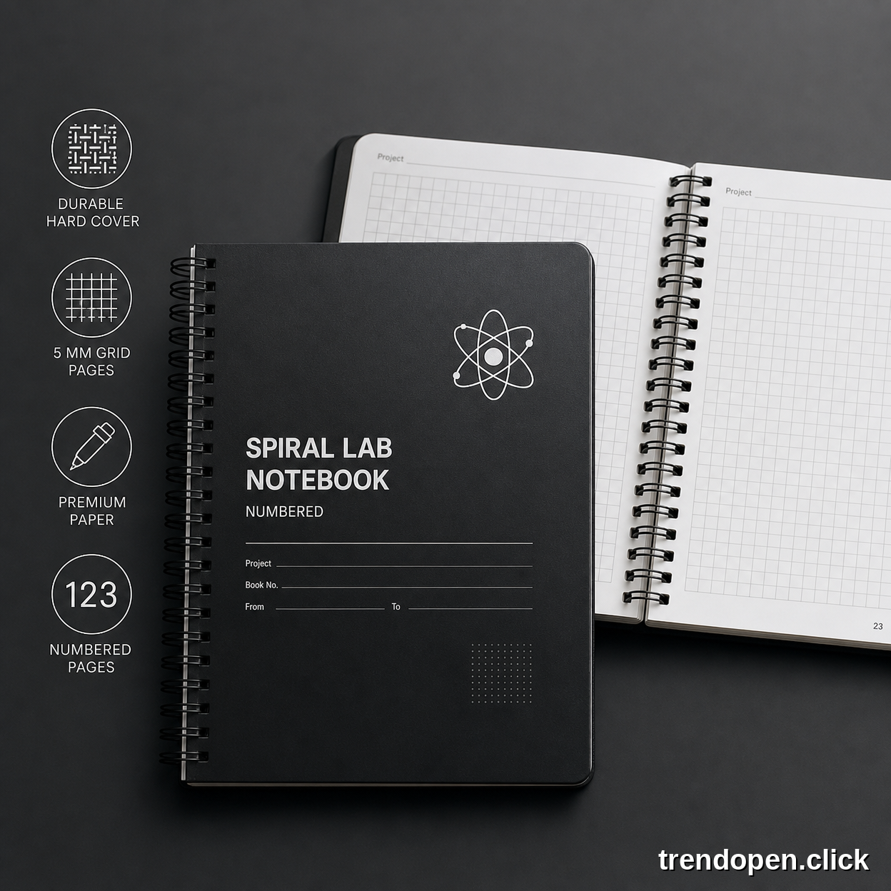 Spiral Lab Notebook - Grid & Numbered