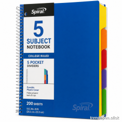 Spiral Index Notebook - 5 Subject